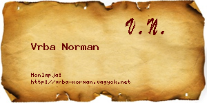 Vrba Norman névjegykártya